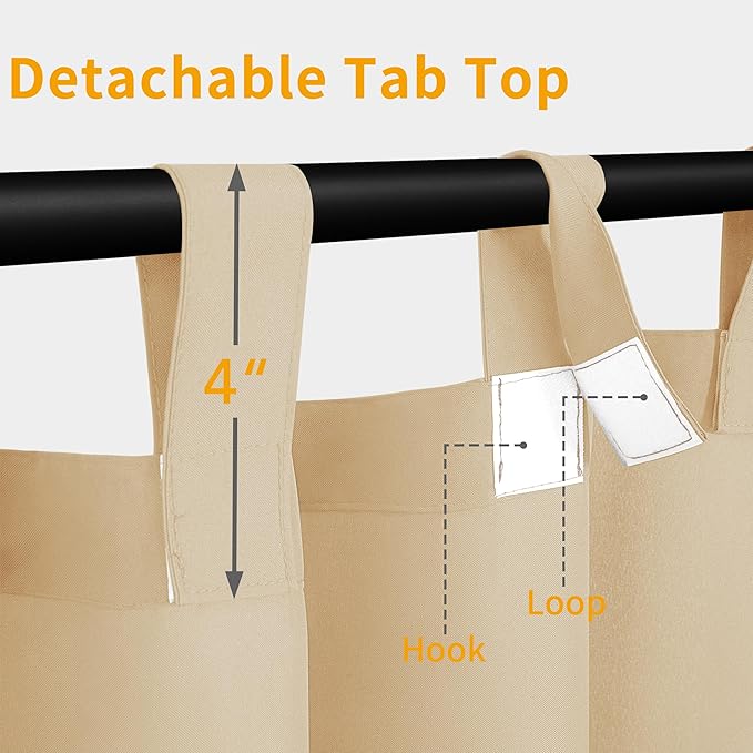 Easy-Going Outdoor Patio Curtains Detachable Tab Top Windproof Weatherproof - Image 2