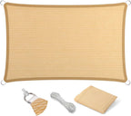Eden's Decor Straight Flat-Edged Sun Shade Sail Rectangular 15' x 16' Beige by EdensDecorInc