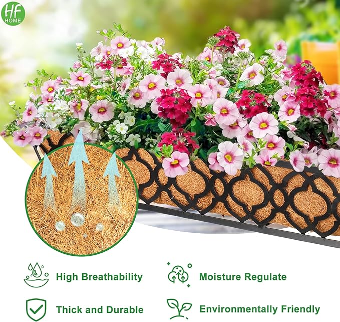 HFHOME 2Pcs 24" Trough Coco Fiber Replacement Liner, Natural 24 in Window Deck - Image 3