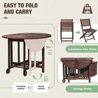 Devoko 5 PCS Patio Furniture, Patio Dining Set Acacia Wood Outdoor Table and - Image 5