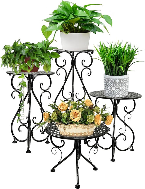 4-Pack Metal Plant Stand for Indoor Outdoor, Heavy Duty Flower Pot Stands for by BuyNow