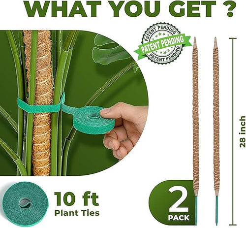 2 Pack 28 Inch Bendable Moss Pole Monstera Plant Support Stakes - Image 2