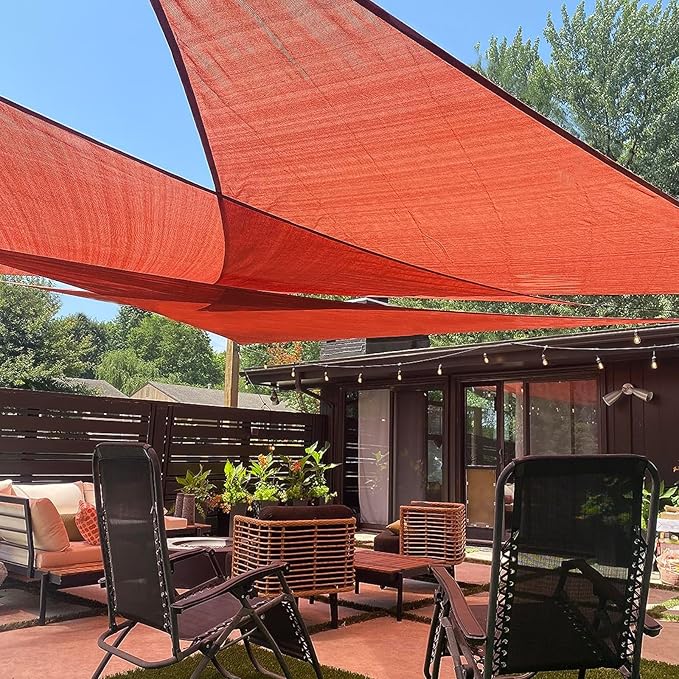 LOVE STORY Custom Size 8'x12'x14.4' Terra Red Sun Shade Sail Right Triangle by LOVESTORY