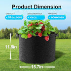 Land Guard 4-Pack Fabric Grow Bags 10 Gallon, Thickened Nonwoven Garden Pots - Image 2
