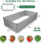 8x4x2FT Galvanized Raised Garden Bed Kit, Vegetable Plant Boxes-Rectangle Metal - Image 2
