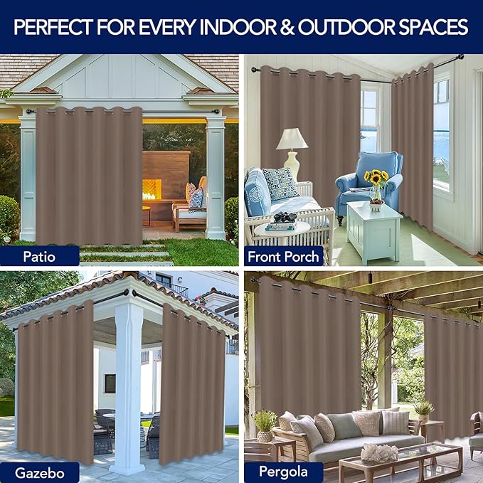 PureFit Outdoor Curtains for Patio Waterproof Weatherproof, UV Resistant - Image 5