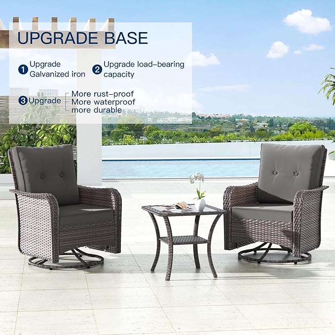 Kullavik 10 Pieces Outdoor Patio Furniture Set, PE Wicker Rattan Sectional Sofa - Image 6