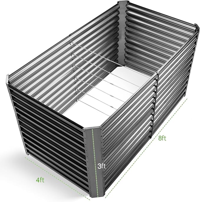 Land Guard 8x4x3ft Rectangular Galvanized Raised Garden Beds, Large-Capacity - Image 2