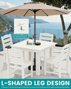 SERWALL Outdoor Dining Set for 4, HDPE Square Table and Chairs Set All Weather - Image 5