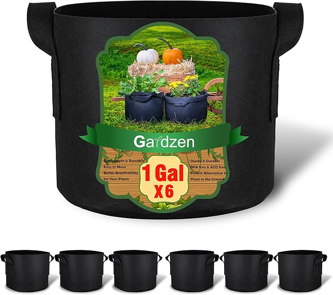 Gardzen 6-Pack 1 Gallon Grow Bags, Aeration Fabric Pots by Gardzen