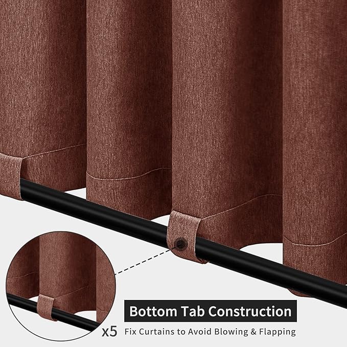 Easy-Going Linen Look Outdoor Curtains Waterproof Windproof Porch Curtains - Image 4