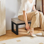 IBUYKE 16 Inch Small Foot Stool Ottoman, Rectangle Linen Foot Rest - Image 5