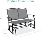 Best Choice Products 2-Person Outdoor Patio Swing Glider Steel Bench Loveseat - Image 3