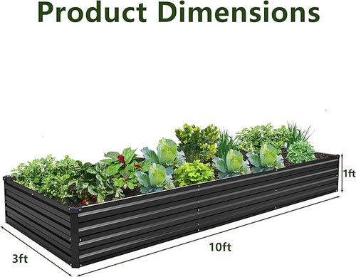 10×3×1FT Galvanized Raised Garden Bed Kit, Metal Planter Boxes, Large Outdoor - Image 2