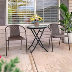 VINGLI PE Rattan Outdoor Dining Chairs Set of 2, Plastic Stackable Patio Chairs - Image 7