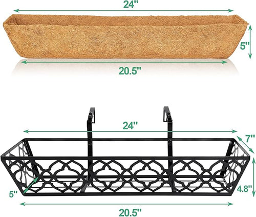 4pcs 24 Inch Window Deck with Coco Liner, Metal Hanging Flower Planter Window - Image 2