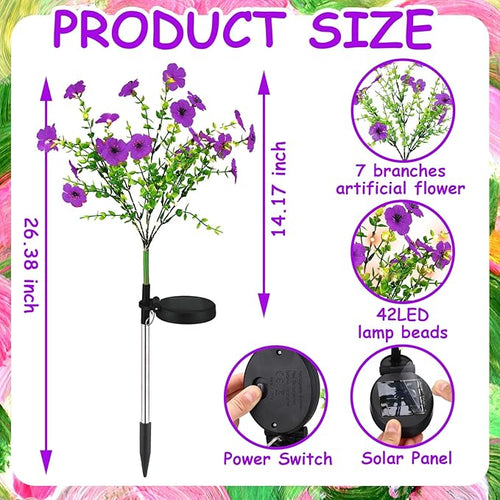 2 Pack Solar Stake Lights Outdoor Decor Waterproof Mums Artificial Flowers - Image 2