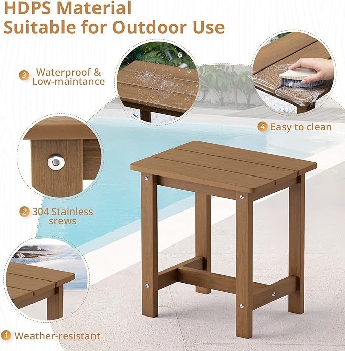 LUE BONA Outdoor Side Table Set of 2, HDPS Small Outdoor Table, Adirondack Side - Image 5