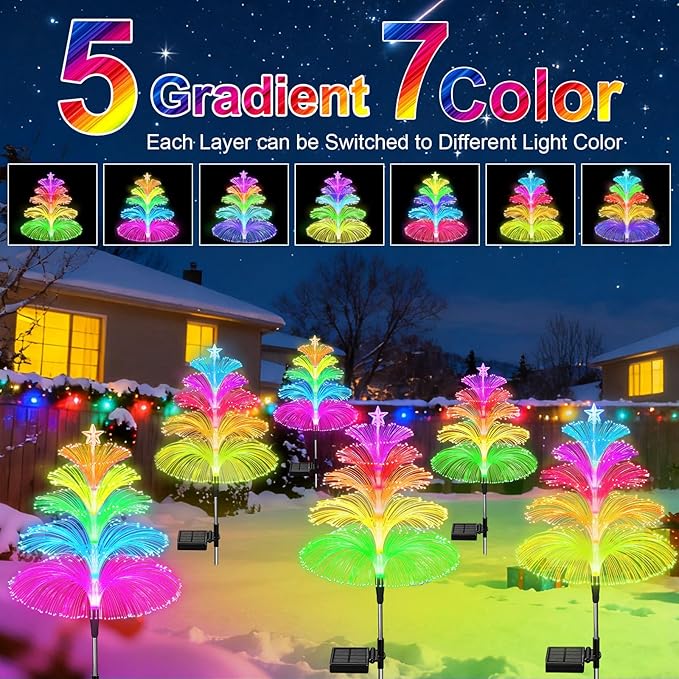 Solar Garden Lights Waterproof 3 Pack 7 Color Changing Outdoor Decorative - Image 2