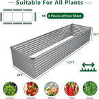 12x2x2FT Galvanized Raised Garden Bed Kit, Vegetable Plant Boxes-Rectangle - Image 2