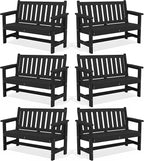 SERWALL Outdoor Bench, HDPE Outdoor Benches Weatherproof, 2-Person Garden Bench by SERWALL