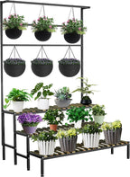 Large Plant Stand Indoor Outdoor, 3 Tier Heavy Duty Hanging Plant Stand by yeshine