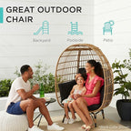 Best Choice Products Wicker Egg Chair, Oversized Indoor Outdoor Lounger - Image 3