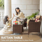 Devoko Patio Porch Furniture Sets 3 Pieces PE Rattan Wicker Chairs - Image 5