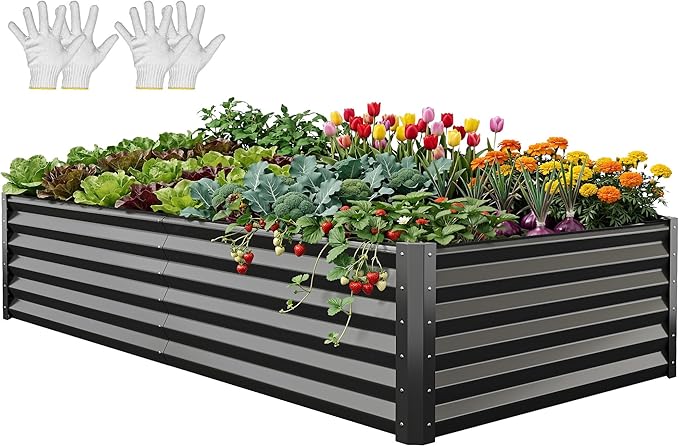 YITAHOME 8x4x1.5ft 2pcs Large Raised Garden Bed Kit, Galvanized Metal Planter by YITAHOME