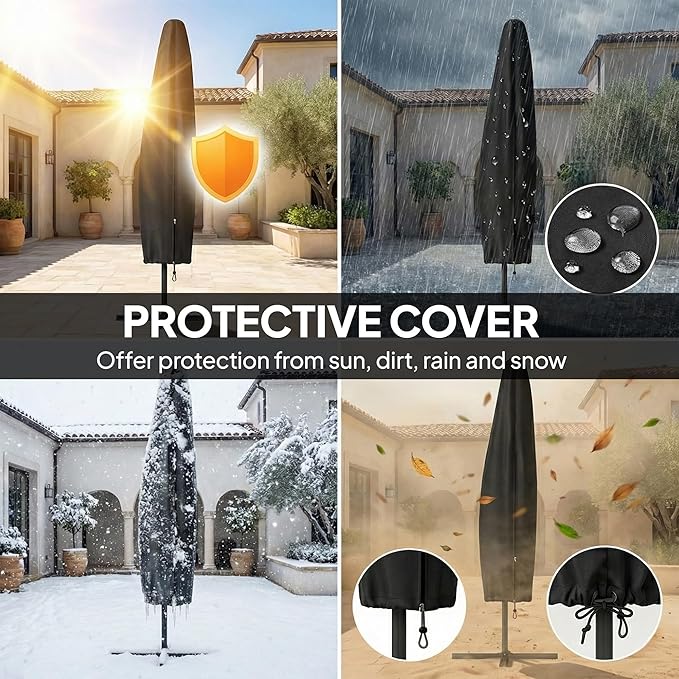 Outsunny 10 ft Offset Patio Umbrella - Image 6