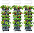 Strawberry Vertical Planters Tower Garden 3 Pack, 7 Tiered Stacking Herb by Tectsia