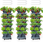 Strawberry Vertical Planters Tower Garden 3 Pack, 7 Tiered Stacking Herb by Tectsia