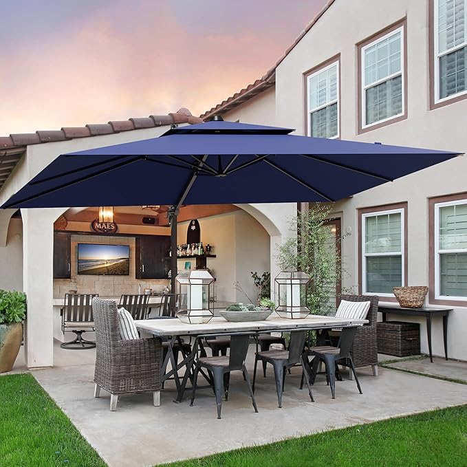 9x12FT Navy Blue Cantilever Outdoor Patio Umbrella - Image 3