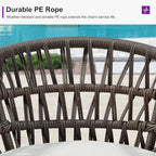 PURPLE LEAF Outdoor Rattan 24" Counter Height Bar Stools Chair Set of 2 - Image 4