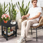 LZRS Round Adirondack Side Table Double End Table, Outdoor Side Tables - Image 2