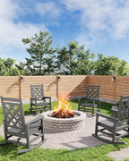 GarveeLife Outdoor Rocking Chair Set of 2, HDPE Weather Resistant Patio Rocking - Image 7