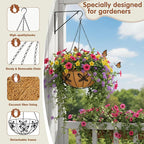 12 inch Metal Hanging Baskets For Plants Outdoor 4 Pack Round Metal Wire - Image 6
