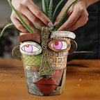 Abstract Face Planters Pots Head, Unique Head Planter - Image 2