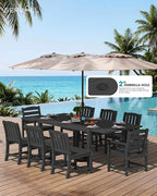 SERWALL 9-Piece Outdoor Dining Set, All Weather HDPE Outdoor Furniture Set - Image 3
