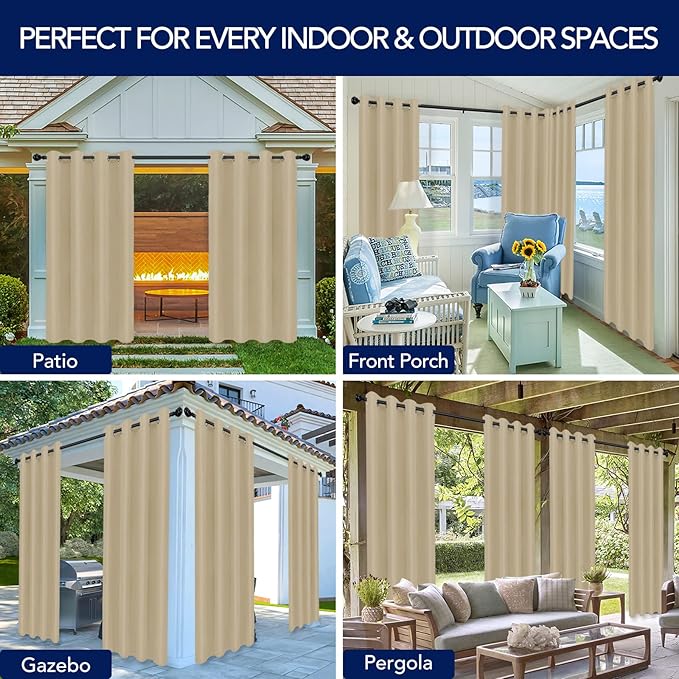 PureFit Outdoor Curtains for Patio Waterproof Weatherproof, UV Resistant - Image 5