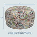 LVTXIII Outdoor Inflatable Ottoman, Fade-Resistant Round Footrest Stool D31”x - Image 3