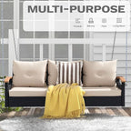 DWVO 3 Seats Porch Swing Hanging Bench Swing Outdoor Wicker Patio Swing Lounge - Image 2