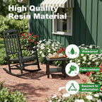 5 Piece Outdoor Rocking Bistro Set, Rocking Chairs Outdoor Furniture, Resin - Image 6