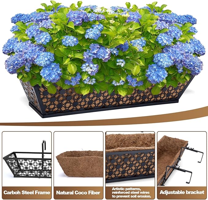 24 Inch Window Box Planters Outdoor, Deck Railing Planter Boxes - Image 4