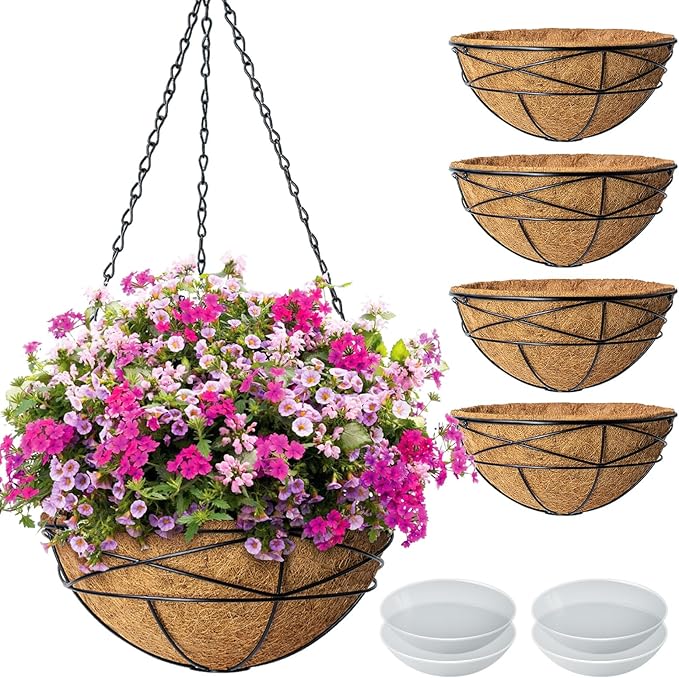 4 Pack 14 Inch Hanging Flower Baskets by KarlliuHOMEGARDEN