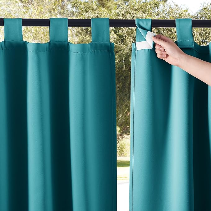 NICETOWN 2 Panels Peacock Teal Patio Curtainss Outdoor Waterproof by NICETOWN
