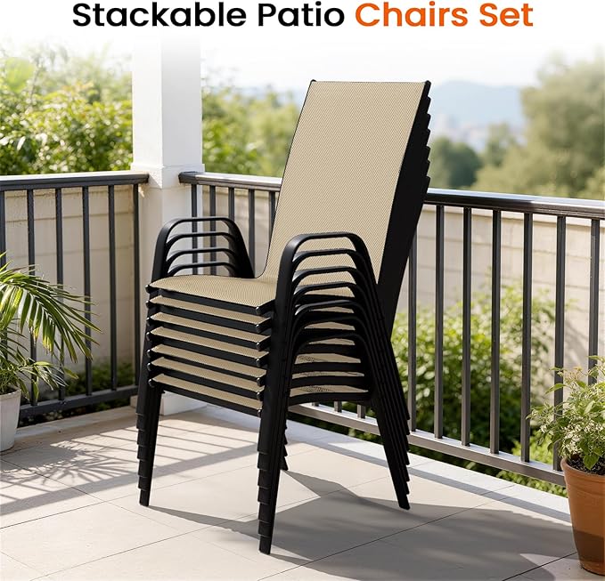 JEAREY Patio Dining Chairs Set of 4, Outdoor Stackable Dining Furniture Set - Image 7