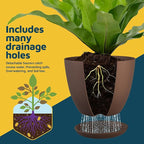 Brown Plant Pots with Drainage Holes & Saucers 3 Pack, Indoor & Outdoor - Image 6