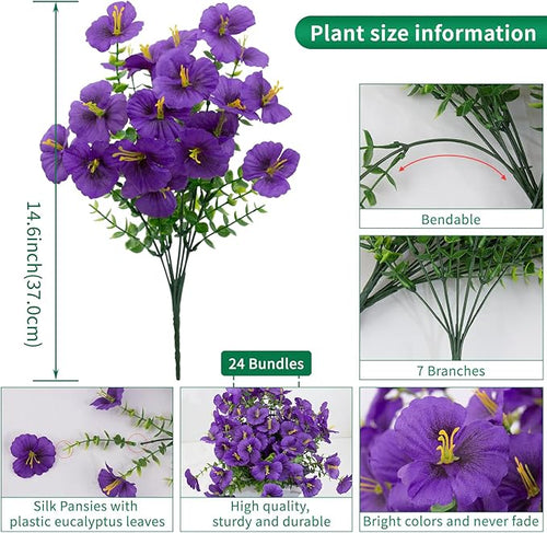 24 Bundles Artificial Pansy Flowers - Image 2