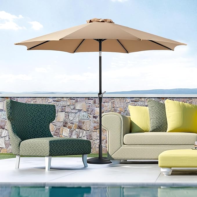 OLIXIS 9ft Patio Umbrella with Tilt and Crank Button & 8 Sturdy Ribs Waterproof - Image 6